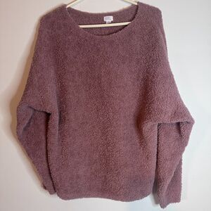 Stars Above Women’s Fuzzy Cozy Pullover Sweater Pink Mauve Medium Lounge